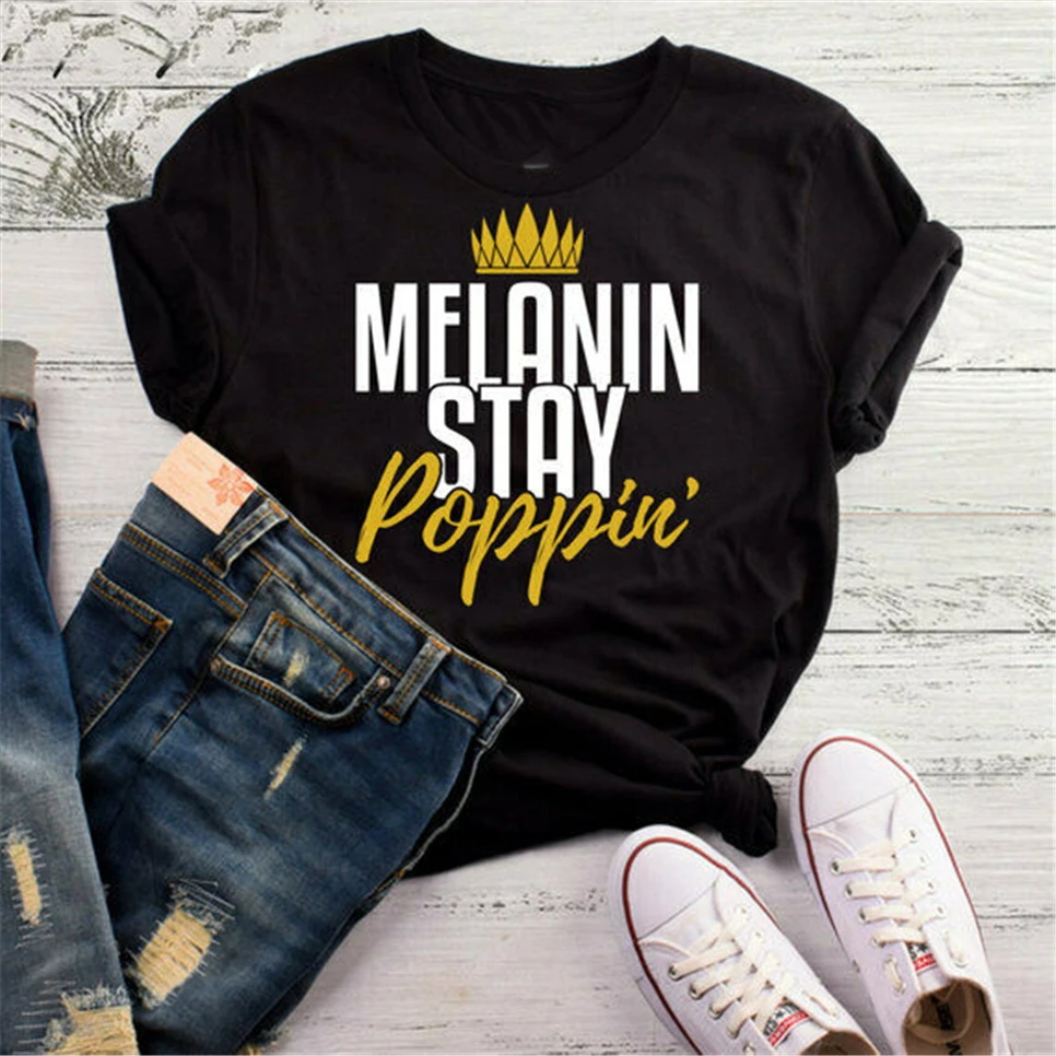

Melanin Stay Poppin T-Shirt, Melanin Shirt, Black Girl Magic, My Black Is Beauti Retro Tee Shirt