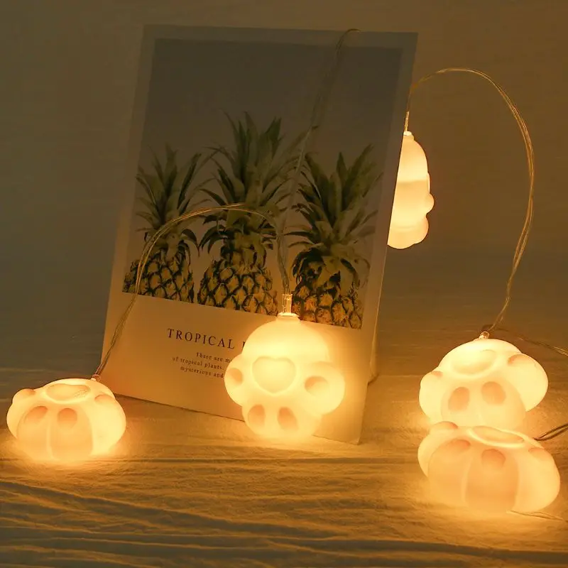 Cute Favorable 10 LED Cute Cat Claw Shape Decorative String Light Kid's Room Showcase Home Holiday Festival Decoration Lamp