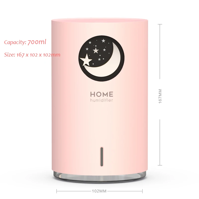 700ML A Pink USB увлажнитель воздуха Мини Арома эфирные масла диффузор холодный туман производитель Fogger очиститель воздуха для дома со светодиодными ночными огнями - Цвет: 700ML A Pink