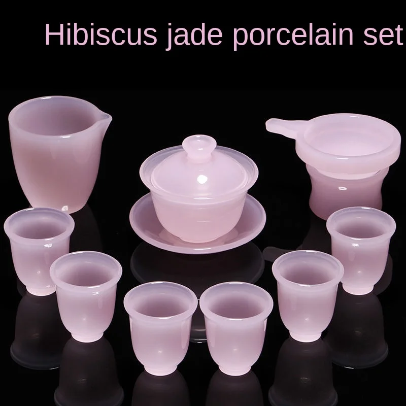 

Hibiscus Jade Porcelain Teaware Sets Pink Coloured Glaze Tureen Tea Cup Chinese Kung Fu Tea Set Tea Maker Tea Leak Gift Box