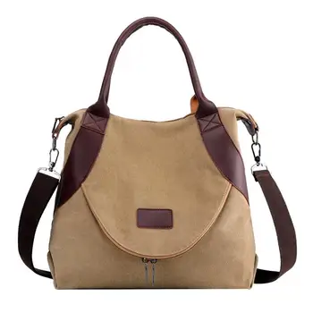 

2020 New Brand Large Pocket Casual Tote Women's Handbag Shoulder Handbags Canvas Leather Capacity Bags For Women Shopping Totes