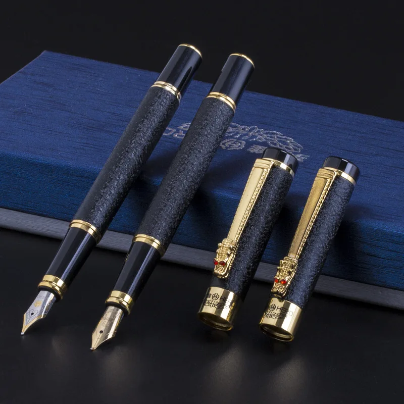 luxury high quality Hero Fountain Pen Frosted black Golden Dragon iraurita INK PEN Stationery Office school supplies NEW|Fountain Pens|   - AliExpress