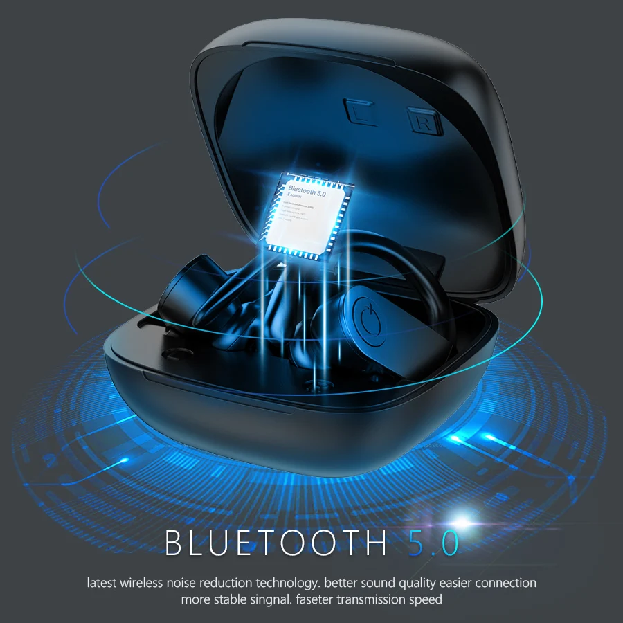 Bluetooth Earphone 5 0 Wireless Headphone TWS Stereo Noise Canceling Earbuds with Ear Hook Sport Headset for Iphone for Xiaomi