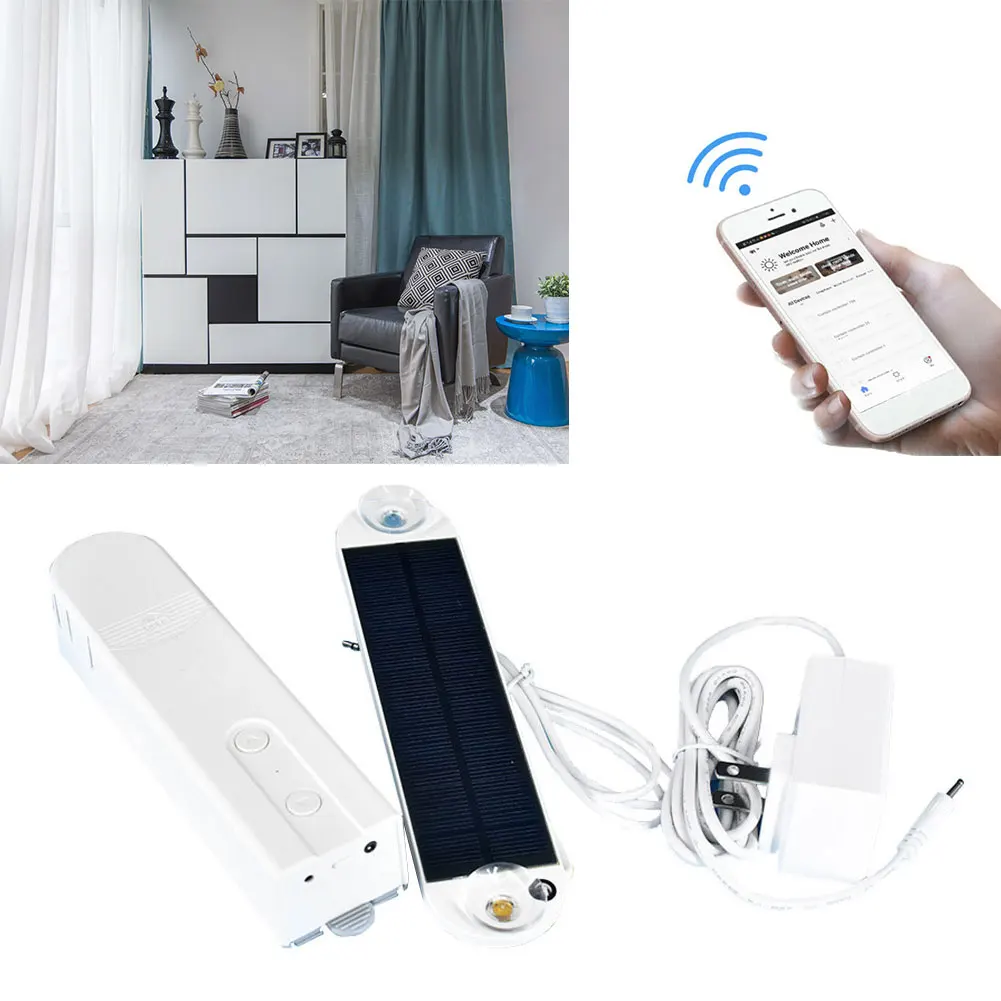  Motorized Automatic Bedroom Roller Smartphone Window Rechargeable Solar Panel Blind Controller Home