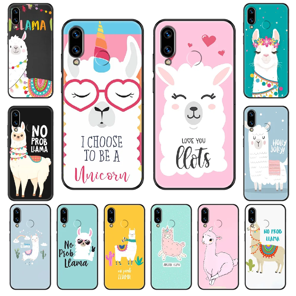 Alpacas No Prob Lama чехол для телефона Huawei Honor Mate 5 7 8 9 10 20 i A X Lite Pro черная картина 3D бампер