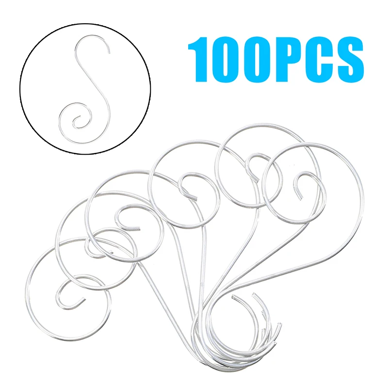 

100Pcs Multi Purpose Stainless Steel Decoration Hooks Hangers S Shape Safety Home Storage Hook