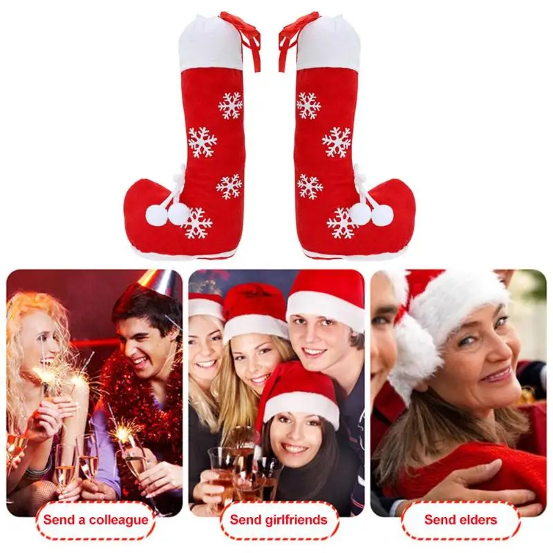 Новая мода носок для конфет Рождественский подарок Снежинка чулок конфетная сумка бархатные носки для вечерние Новогодние рождественские украшения
