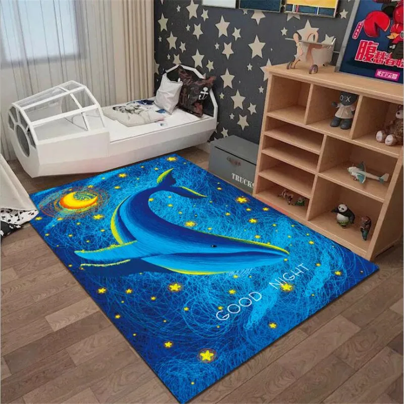 Good Night Whale Anti-Skid Area Floor Mat 3D Printed Rug Non-slip Mat Dining Room Living Soft Carpet Kids Mat love printed floor mat valentines day shower curtain non slip bath mat toilet cover mat carpet set romantic bathtub curtain