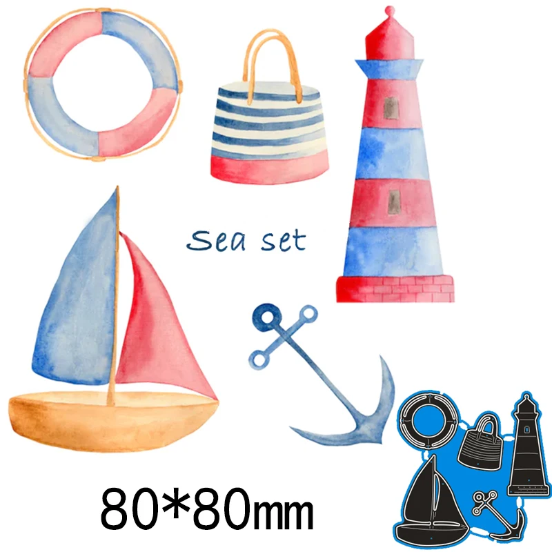 

Новый морской набор вырубных штампов трафарет для скрапбукинга "сделай сам" фотоальбом декоративное тиснение бумажные карты Ремесло 80*80 мм