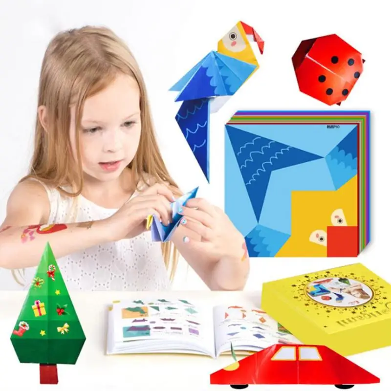 

Kids DIY Handmade Color Paper Cut Toy with Scissors Child Early Educational Learning Zoo Animal Manual Paper-cut Toy Set
