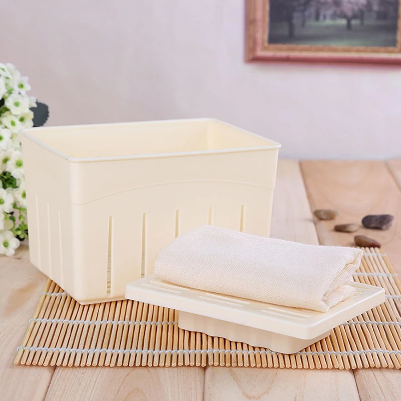 Tofu Press Mould Kitchen Cooking Tool Set Homemade Tofu Mold Soybean Curd Tofu Making Mold With Cheese Cloth DIY Plastic