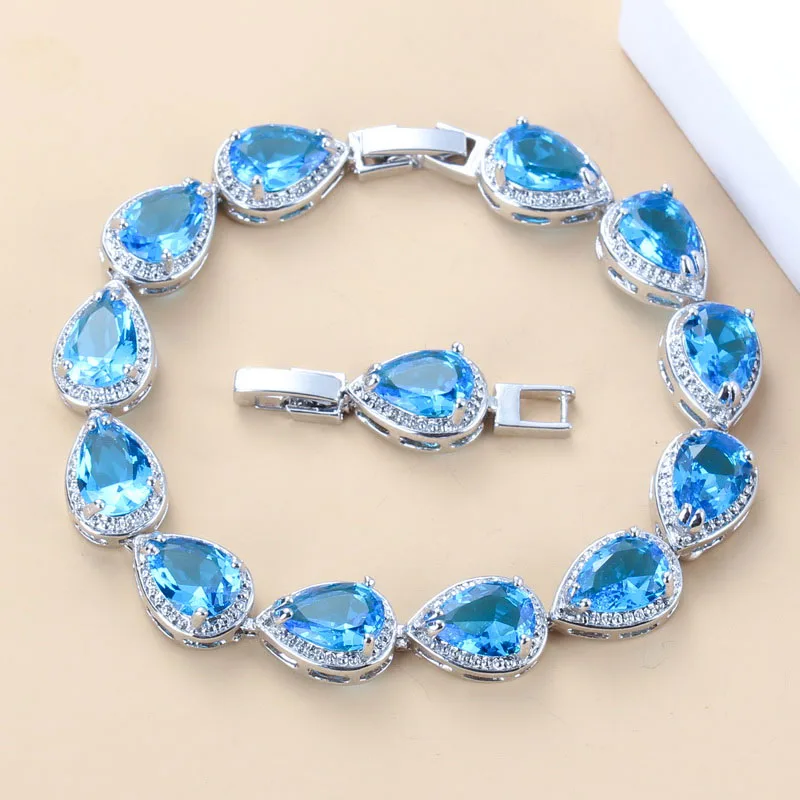 Натуральный браслет из голубых кристаллов в форме капли воды, ювелирные изделия для женщин SL14