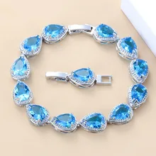 Натуральный браслет из голубых кристаллов в форме капли воды, ювелирные изделия для женщин SL14