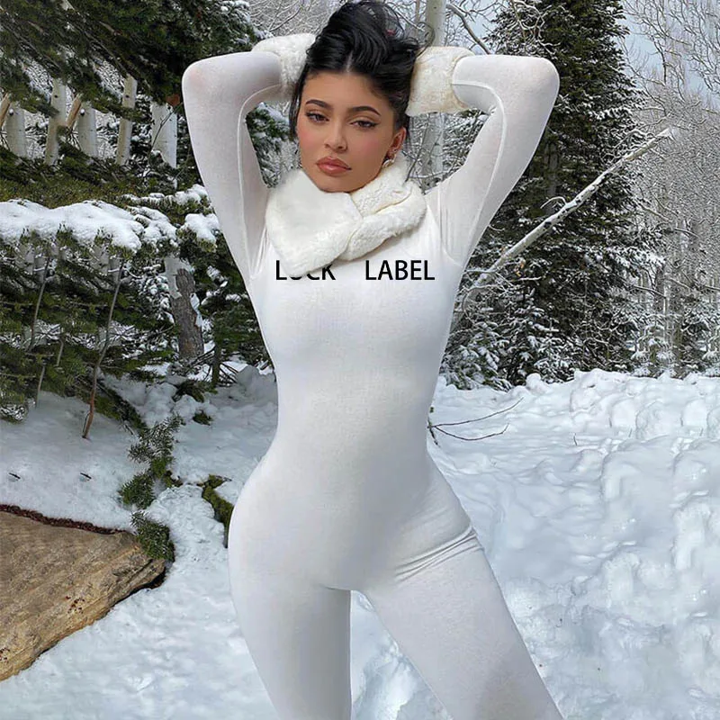 Fitness Women Jumpsuit Letter Print Long Sleeve Lovely Breathable Hips Rompers Female Sports Overalls Sportswear Streetwear 2021