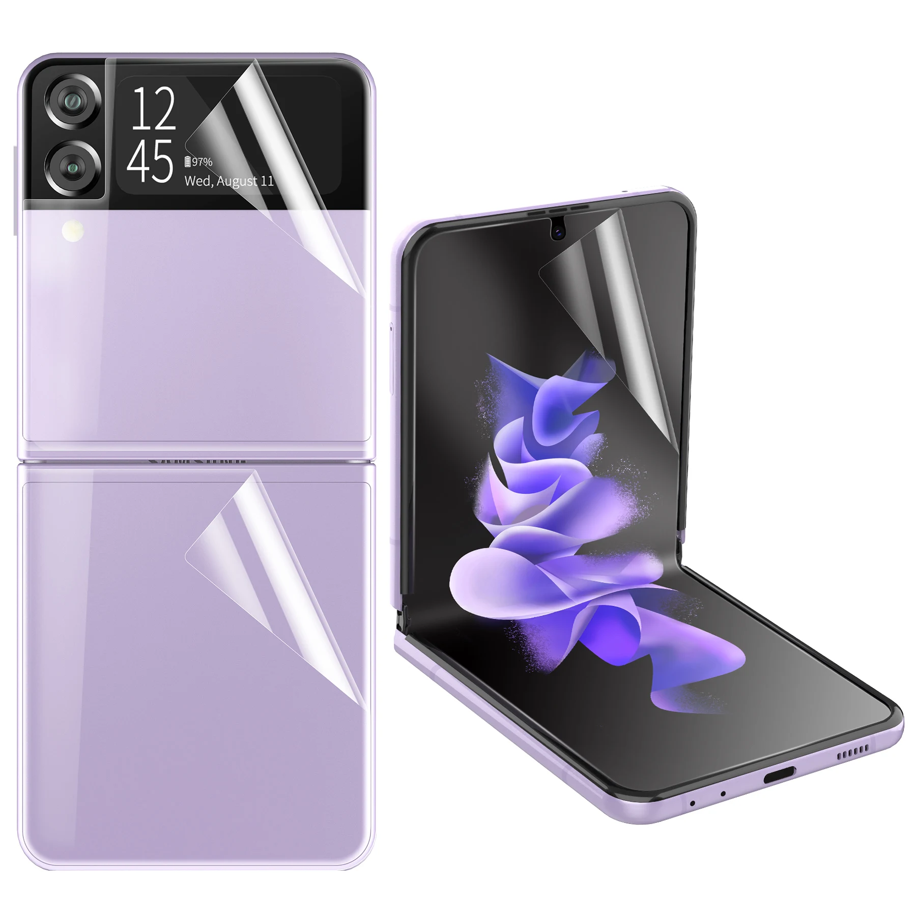 

Мягкая пленка для Samsung Galaxy Z Flip 3 Полное покрытие Гидрогелевая пленка защита экрана против отпечатков пальцев для Samsung Z Flip 3