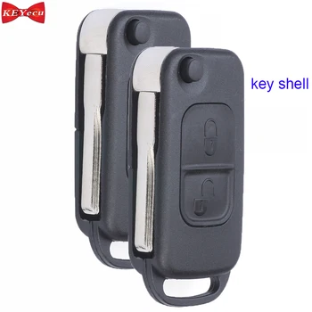 

KEYECU 2pcs for Mercedes-Benz C E ML S Remote Car Key Shell Case Fob Housing Cover 2 Button HU64 Blank Blade Uncut