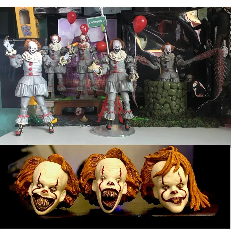 In Stock 7inch NECA Action Figure Pennywise Joker Head glow FigureToy Doll Horror Halloween Gift 18cm | Игрушки и хобби