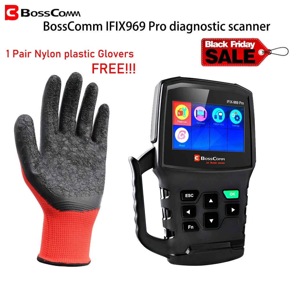 Autek IFIX-969 Pro OBD2 диагностический инструмент и нейлоновые перчатки полная система автоматического сканирования OBD2 автомобильное сканирование