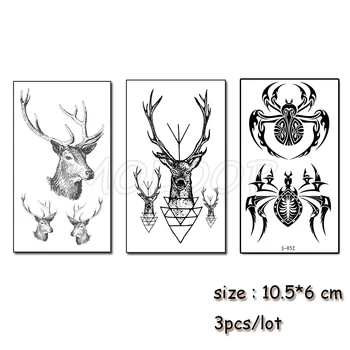 

Temporary Tattoo Sticker deer spider animal Water Transfer Tatoo fake Tatto Body Art flash waterproof Tatoo for Girl Boy kid