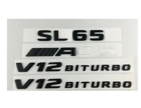 Черный для SL65 Для AMG V12 BITURBO буквы крыльев багажника Mercedes|Эмблемы| |