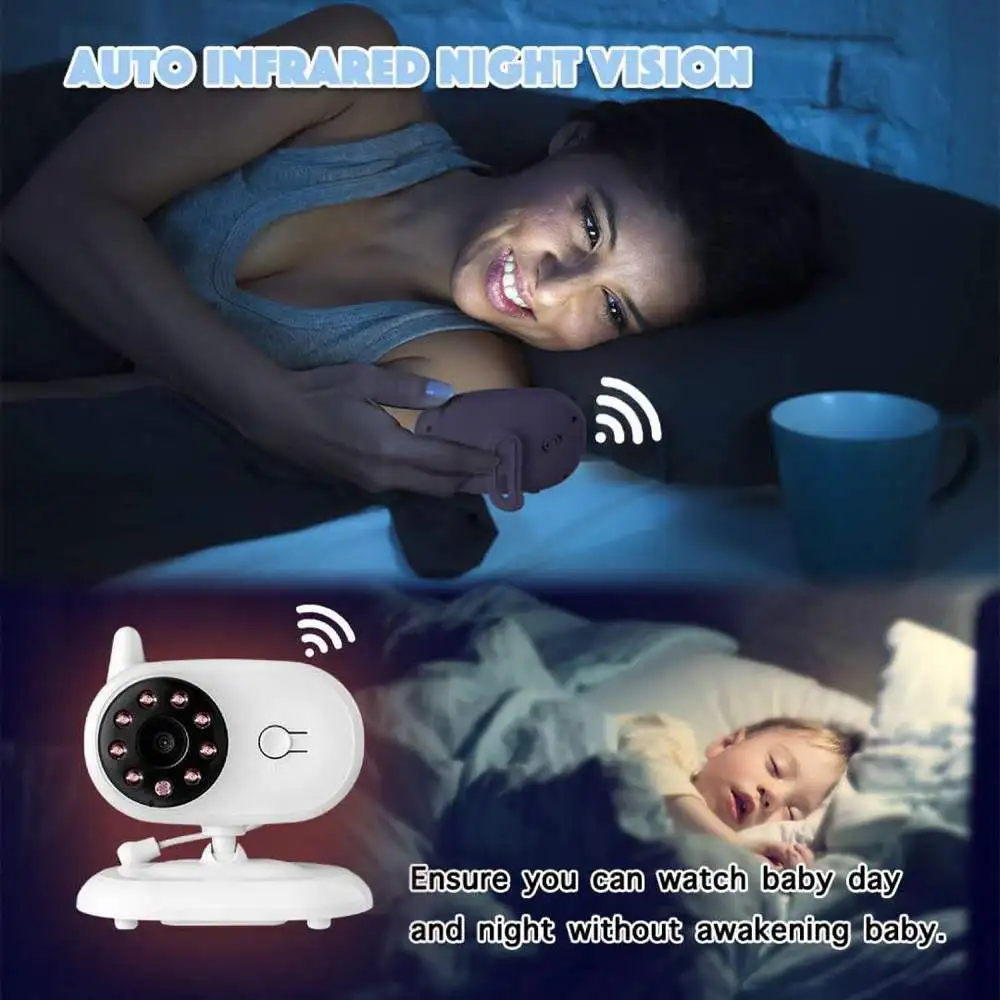AUGIENB беспроводной видео цветной детский монитор с 3,5 "lcd 2 способа аудио разговора ночного видения камеры наблюдения няня