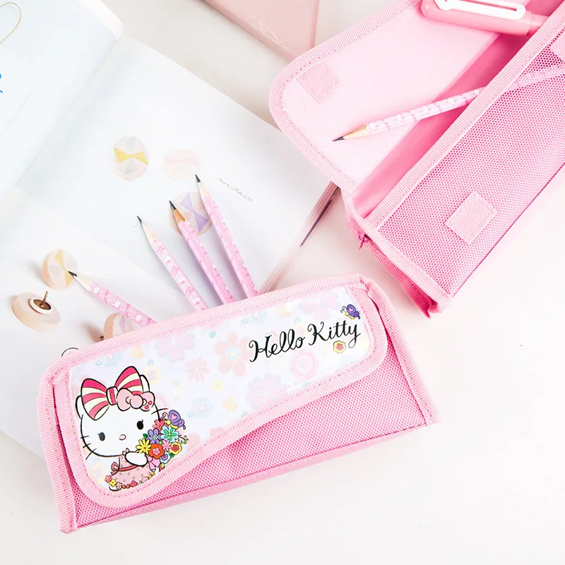 Hellokitty пенал для карандашей женский милый простой большой емкости Пенал для карандашей детская Корейская версия двухслойных канцелярских принадлежностей