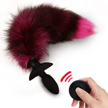 Wireless Remote Control Fox Tail Anal Plug Silicone Vibrator Bdsm Bondage Fetish Bullet Butt Plug Erotic Sex Toys For Women Men 6