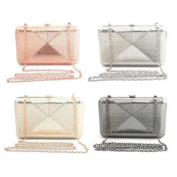 

Fashion Women Metal Handbag Ladies Wedding Evening Party Prom Clutch Female Stylish Banquet Purse Chain Shoulder Crossbody Bag