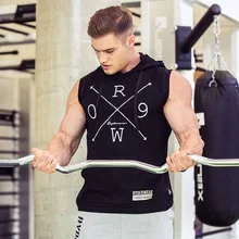 Muscle Kid Brothers Cap Waistcoat Thin Coat Sports Fitness Vest Sleeveless Cardigan Vest Hoodie Fashion