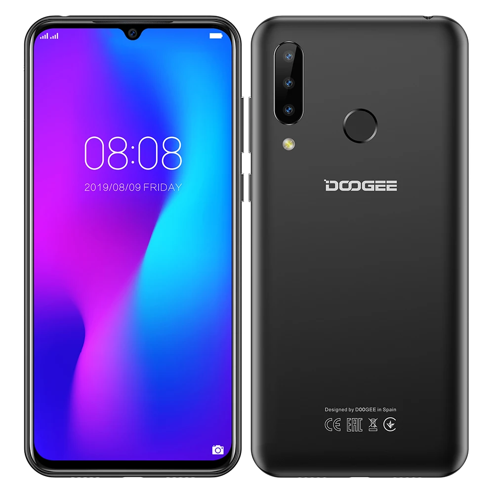 Doogee N20 мобильный телефон 6," экран капли 16 МП Тройная задняя камера 4350 мАч 4 Гб+ 64 Гб Восьмиядерный 10 Вт Зарядка 4G смартфон