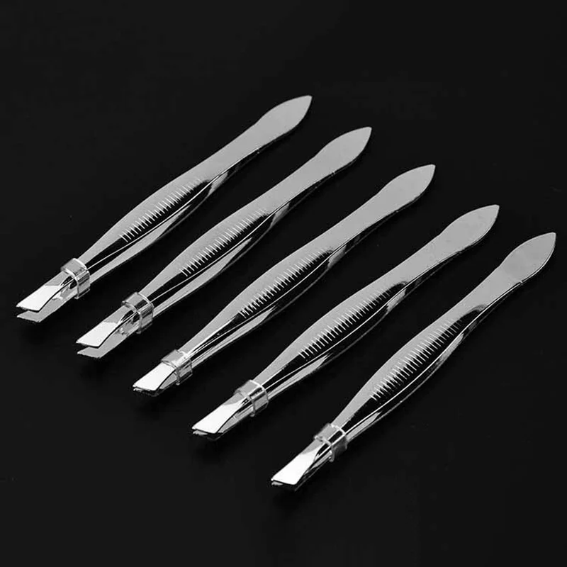 Eyebrow Hair Tweezers 2PCS Professional Eyebrow Hair Removal Slant Tip Tool Stainless Steel No Rust eyebrow tweezers