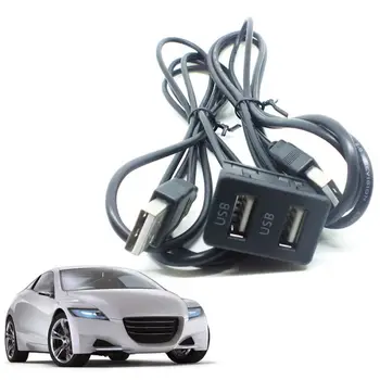 

Hot 1 Pc Vehicle Car Dual USB Port 3.5mm AUX USB Panel Extension Cable Lead Headphone Male Jack Adapter Auto Car Accessories