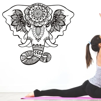 

Yoga Club Wall Sticker Decal Elephont Pattern Body-building Posters Vinyl Wall Decals Home Decoration Decor Mural Yoga Sticker