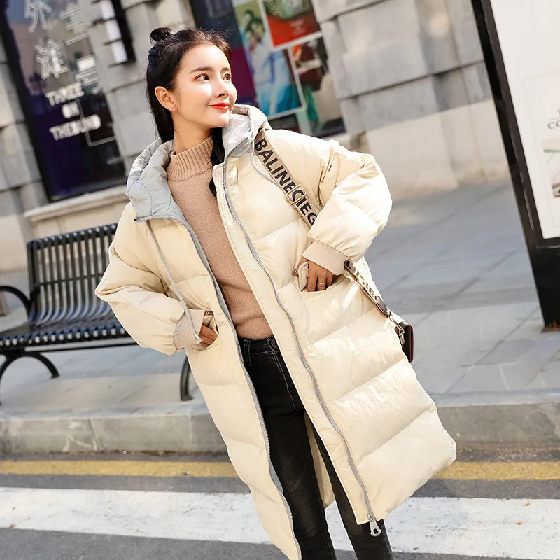 

Winter Thick Hooded Cotton-padded Jacket Women's Mid-length Korean-style Loose-Fit BF Cotton-padded Clothes Workwear Coat Studen