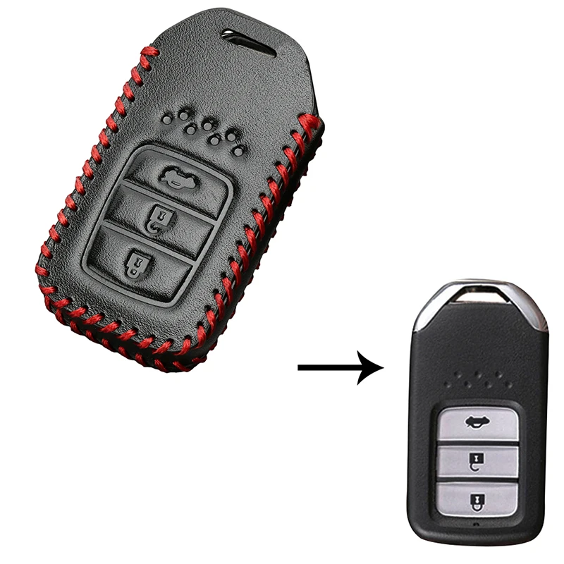 Кожаный чехол для ключей YOLU для автомобиля с 3 кнопками для Honda Civic HRV CRV Accord
