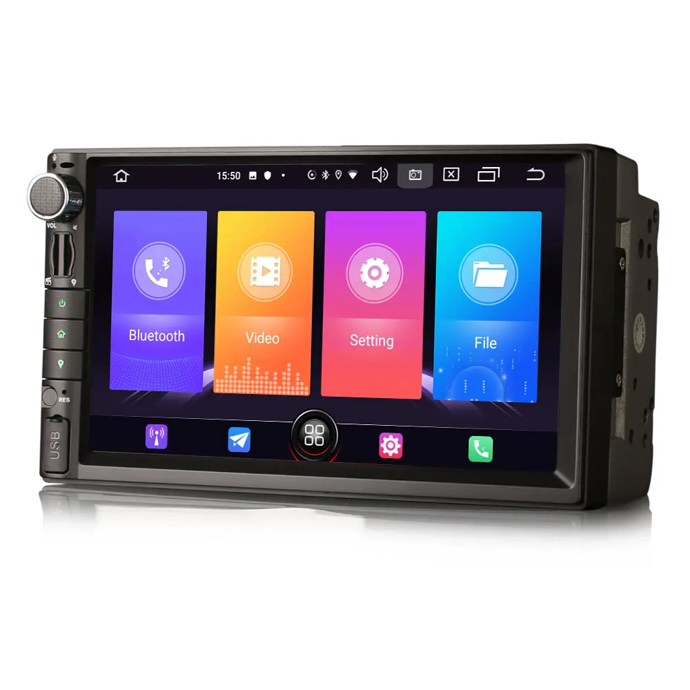 Top 7" Quad-Core Android 9.0 Pie OS 2 Din Car Multimedia Two Din Car Navigation GPS Double Din Autoradio with 3G/4G Dongle Support 4