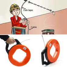 Оранжевая непроводящая Стекловолоконная Рыбная лента катушка Съемник трубопровода канал роддер потянув провод кабель 30 М* 4 мм для тяжелых проводов тянет