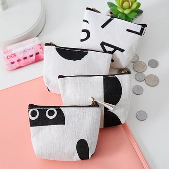 

Nordic Alphabet Coin Purse Fabric Zipper Simple Coin Bags Card Key Earphone Pouch Canvas Bag Unisex Cartoon Card Key Pouch