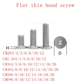 

5-50pcs CM m2 m2.5 M3 M4 M5 m6 m8 stainless steel large flat Hex Socket Ultra Thin Super Low Wafer Head Allen Cap Screw Bolt