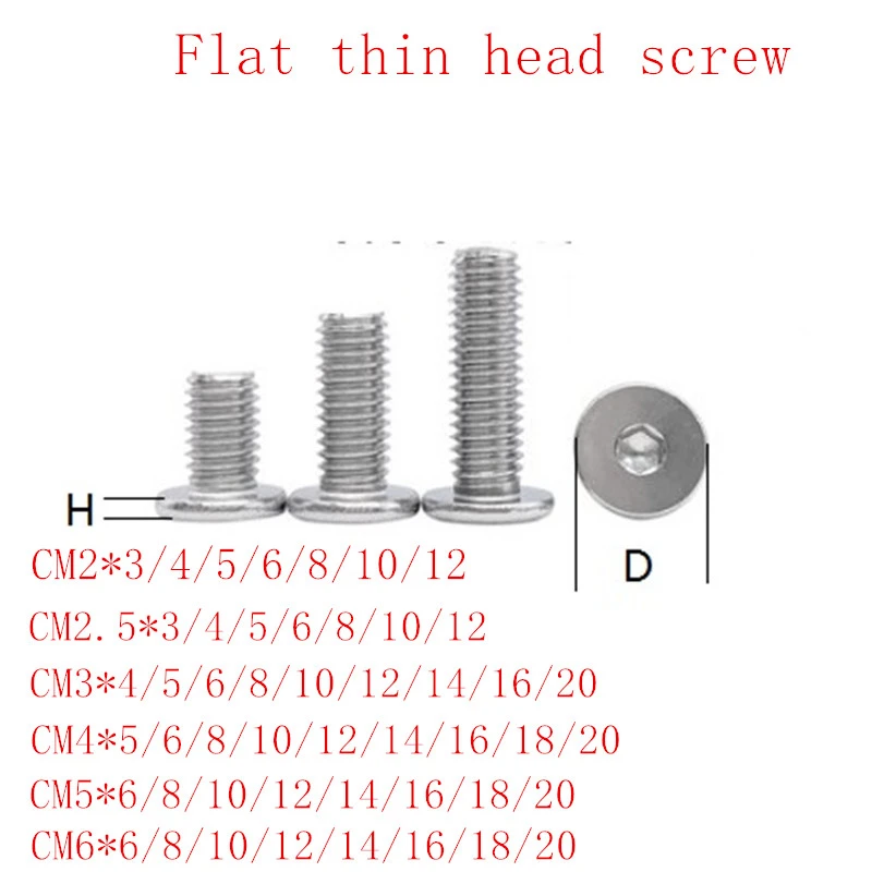 5 50pcs Cm M2 M2 5 M3 M4 M5 M6 M8 Stainless Steel Large Flat Hex Socket Ultra Thin Super Low Wafer Head Allen Cap Screw Bolt Screws Aliexpress