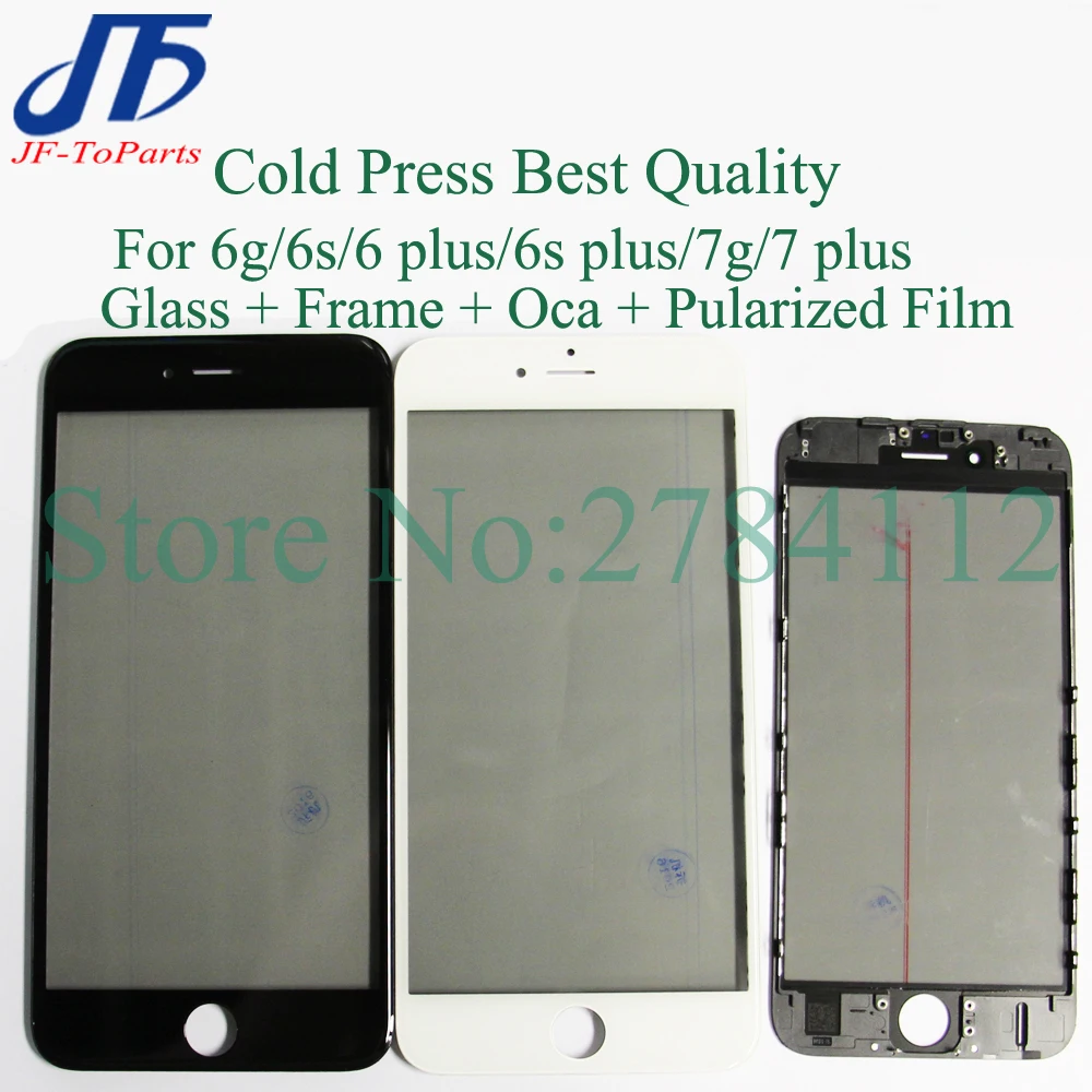 

10Pcs 4 in 1 Cold Press Front Screen Outer Glass Frame OCA Polarizer For iPhone 8 7 6 6s plus 5 5s Screen Glass Replacement