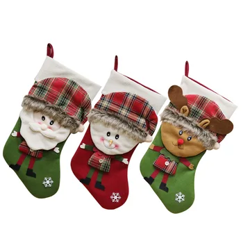 

48cm Christmas Stockings Santa Claus elk snowman Sock Gift Kids Candy Bag Xmas Noel Decorations for Home Christmas Tree Ornament
