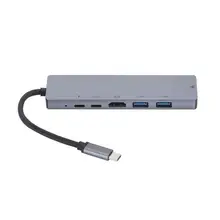 USB док-станция 6 в 1 USB-C к HDMI кард-ридер RJ45 PD адаптер для MacBook samsung Galaxy S9/S8/S8+ type C концентратор