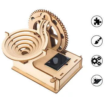 

3D DIY Wooden Solar Track Rolling Ball Assembly Puzzle Model Kit Jigsaw Toys Gift