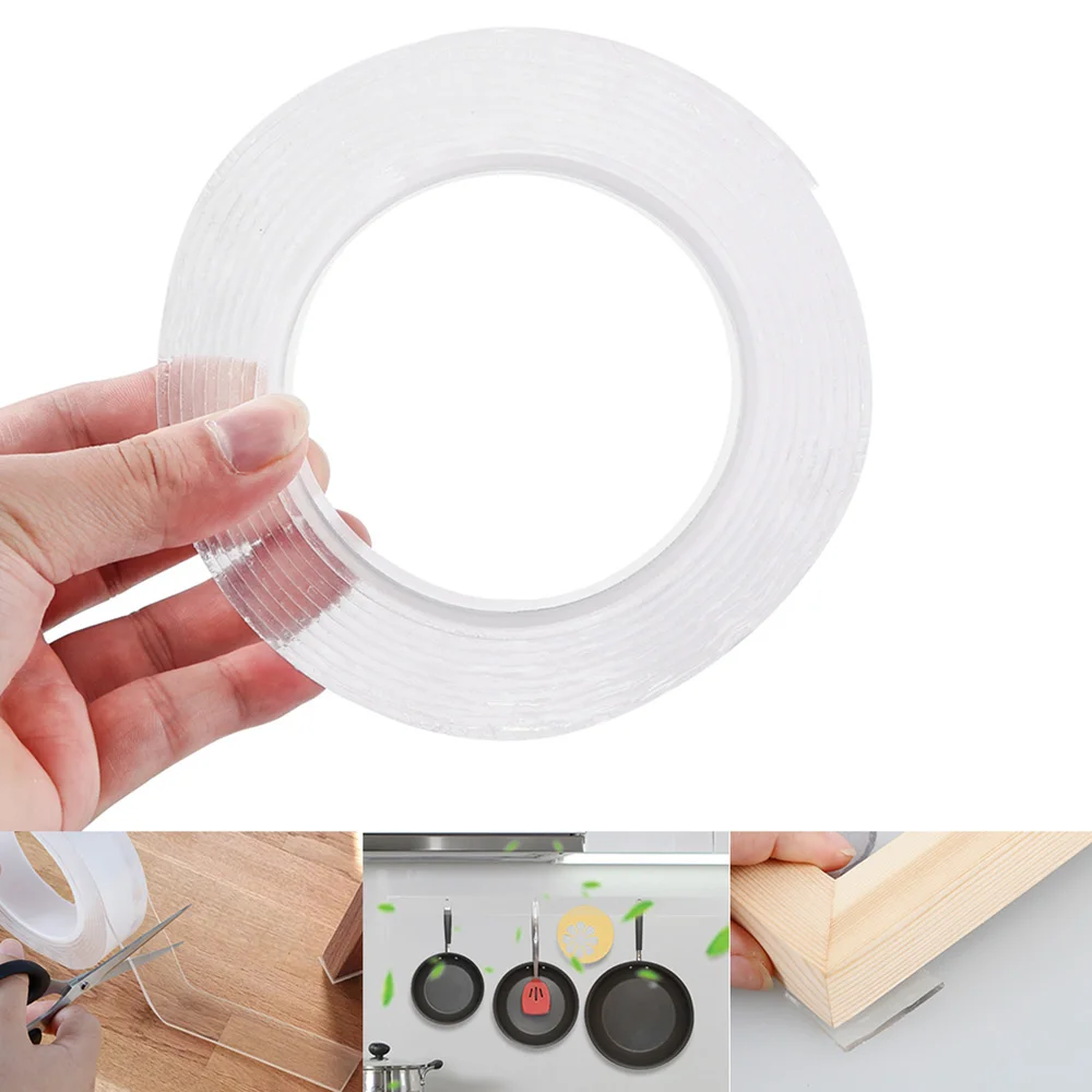 

Magic Double-sided Grip Tape Traceless Washable Adhesive Gel Nano Invisible Tape 1/2/3/5m