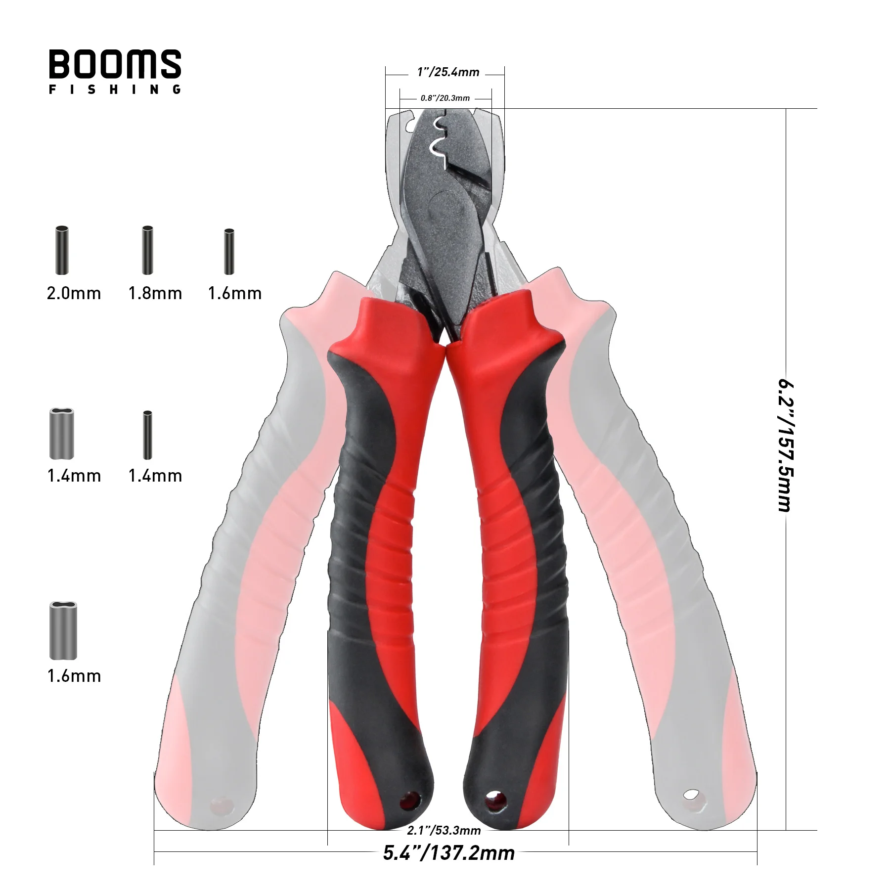 Booms Fishing CP2 Fishing Crimping Pliers with 300Pcs/set for Single & Double 6 Size Mixed Line Crimping Sleeves fishing pliers,fishing tools,fishing tool,fishing tackle,fishing accessories