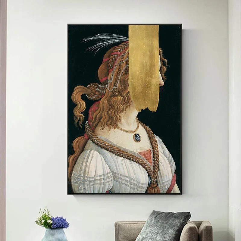 

Portrait of a Young Woman by Sandro Botticelli, Famous Painting Wall Art Canvas Decor Prints on Canvas Pictures for Living Room