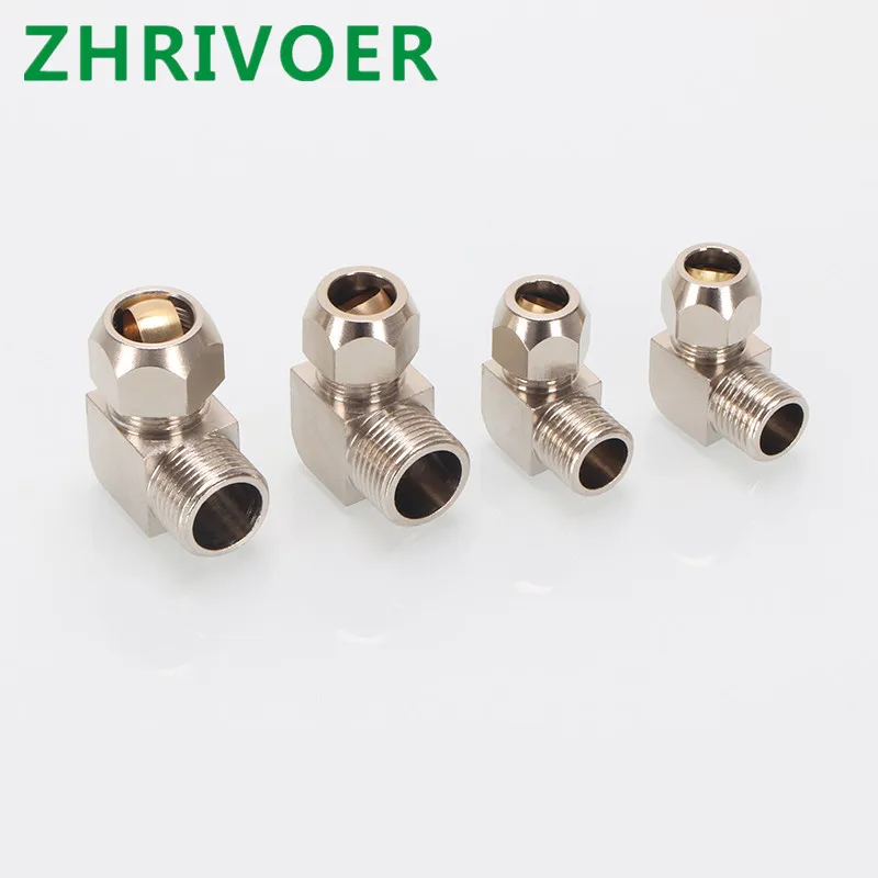 

4 6 8 10 12mm OD Tube Coupler Adapter Connector Pneumatic fittings Male Thread Elbow Brass Fit
