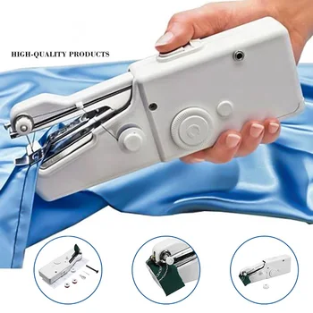 

Portable Mini Household Hand Sewing Machine Quick Needlework Cordless Clothes Fabrics Electric Sewing Machine