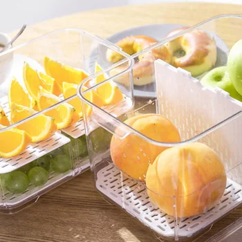 

Food Storage Container Plastic Food Containers Double-layer Freezer Refrigerator Safe Keep Fresh MU8669